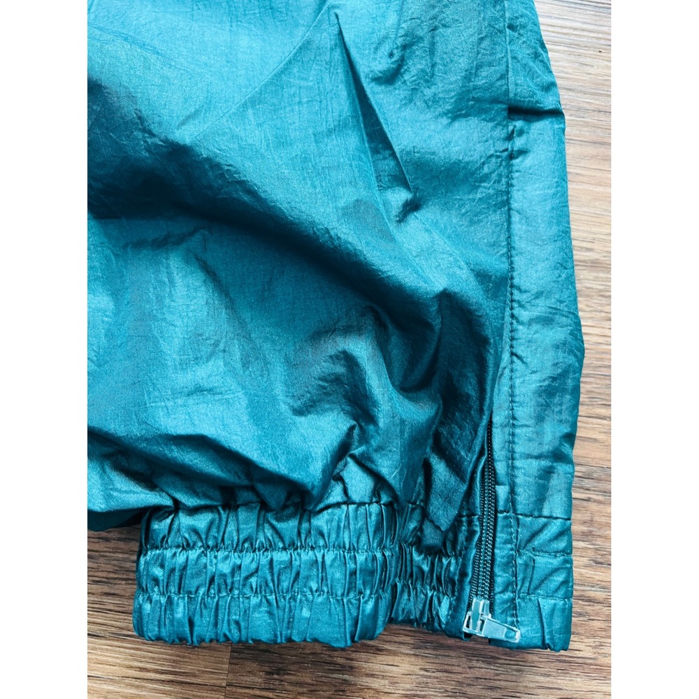 VTG First Run Teal Nylon Track Pants Mens L Windbreaker w/Inner Lining Defect - Picture 2 of 8